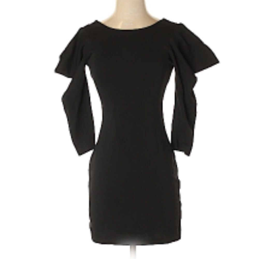 H&M size 4 cold shoulder black fitted long sleeve dress cut out shoulders